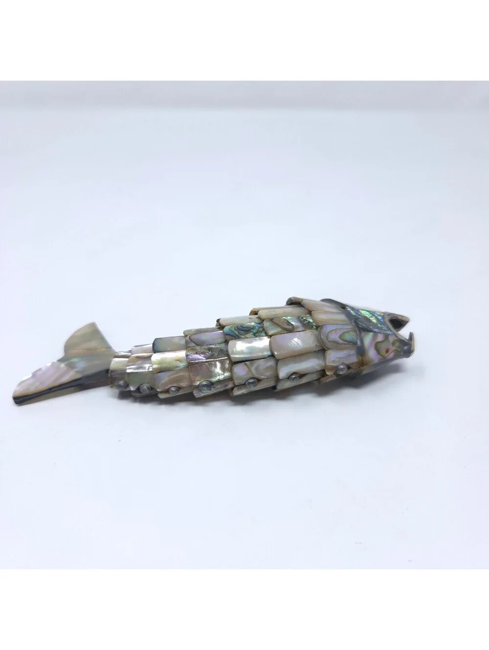 Vintage Articulated Mother of Pearl Abalone Shell Fish Bottle Opener